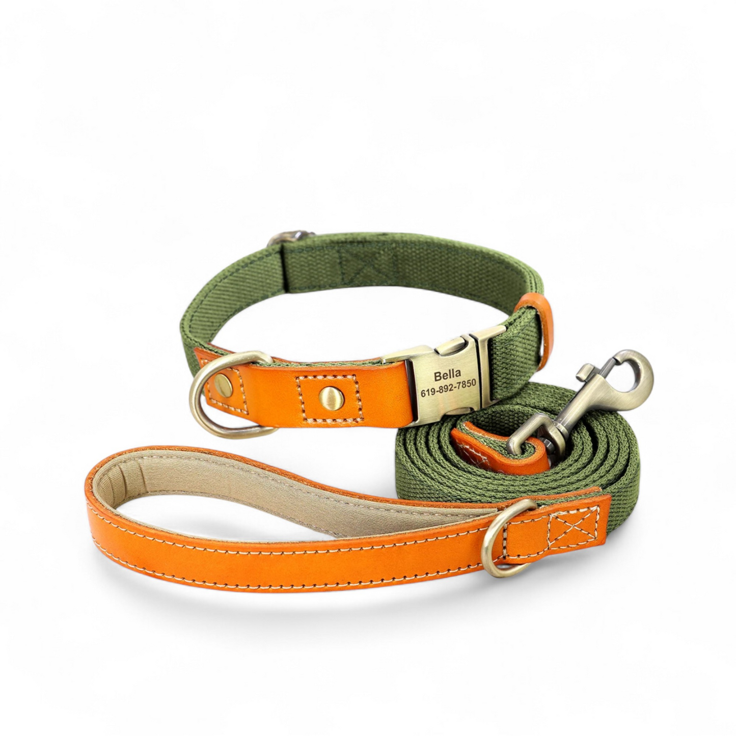 Collar Perro con Nombre y Teléfono | Set Correa + Collar