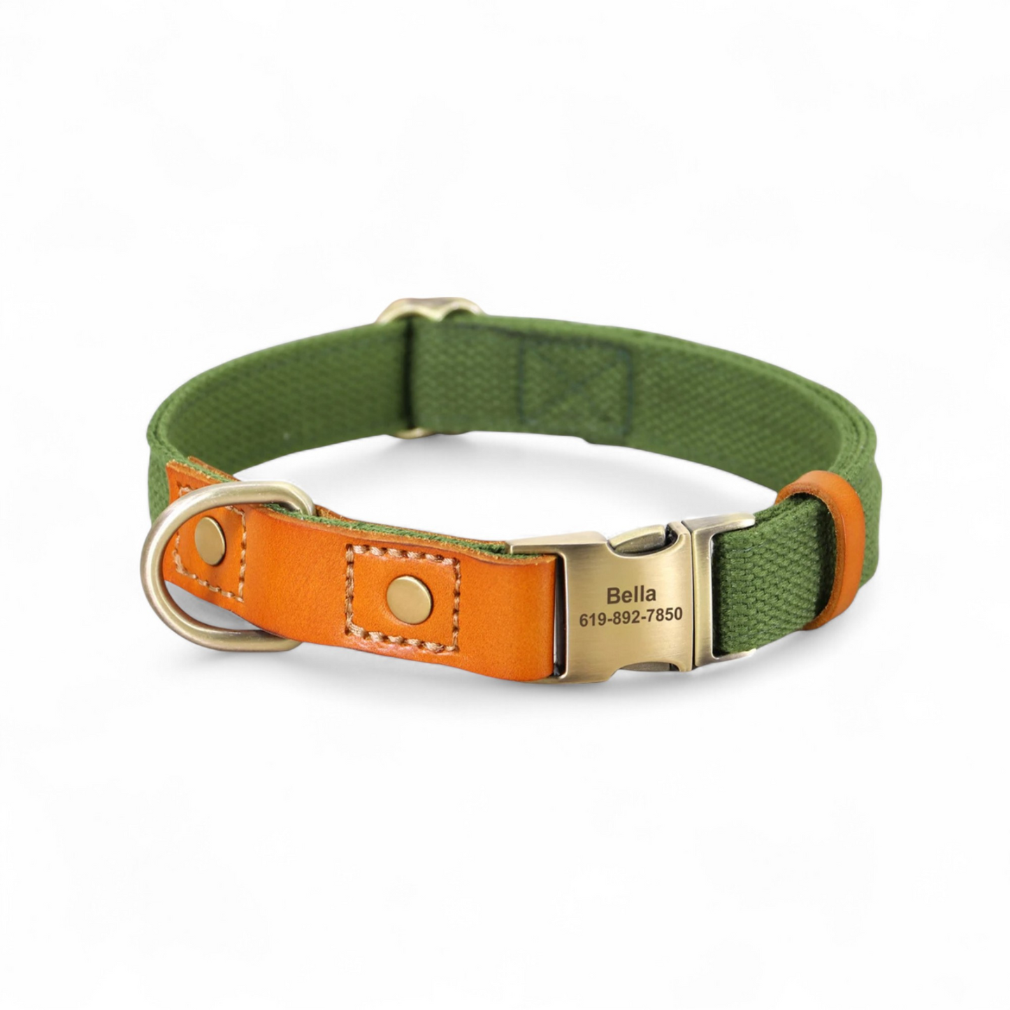 Collar Perro con Nombre y Teléfono | Cuero Autentico y Nylon