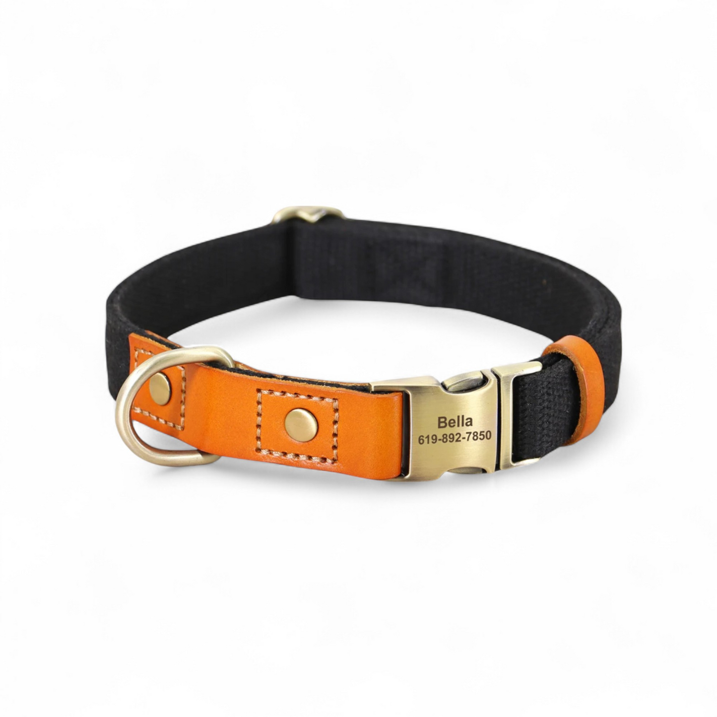 Collar Perro con Nombre y Teléfono | Cuero Autentico y Nylon