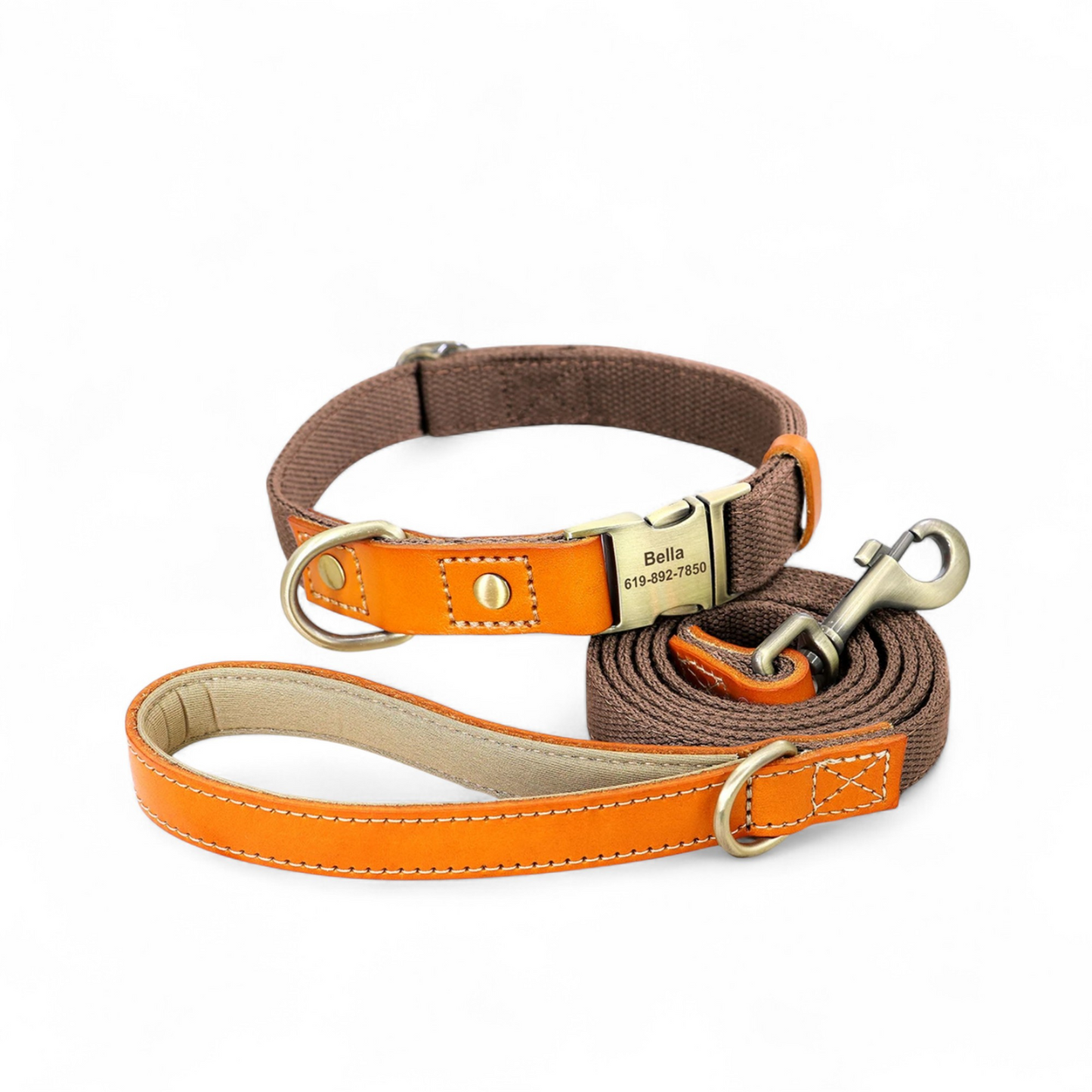 Collar Perro con Nombre y Teléfono | Set Correa + Collar 