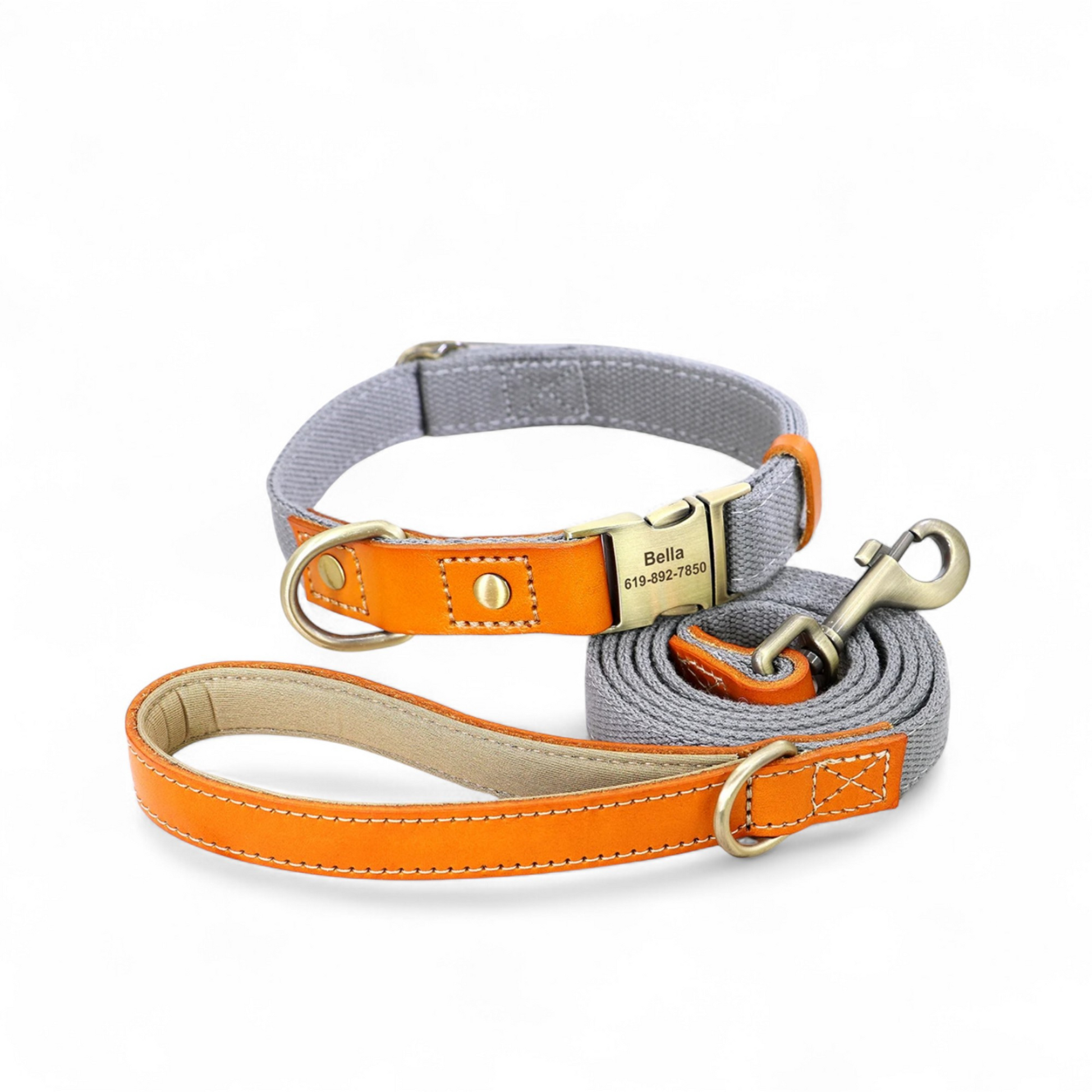 Collar Perro con Nombre y Teléfono | Set Correa + Collar 