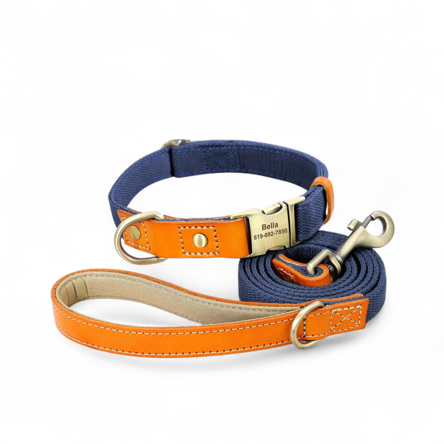 Collar Perro con Nombre y Teléfono | Set Correa + Collar 