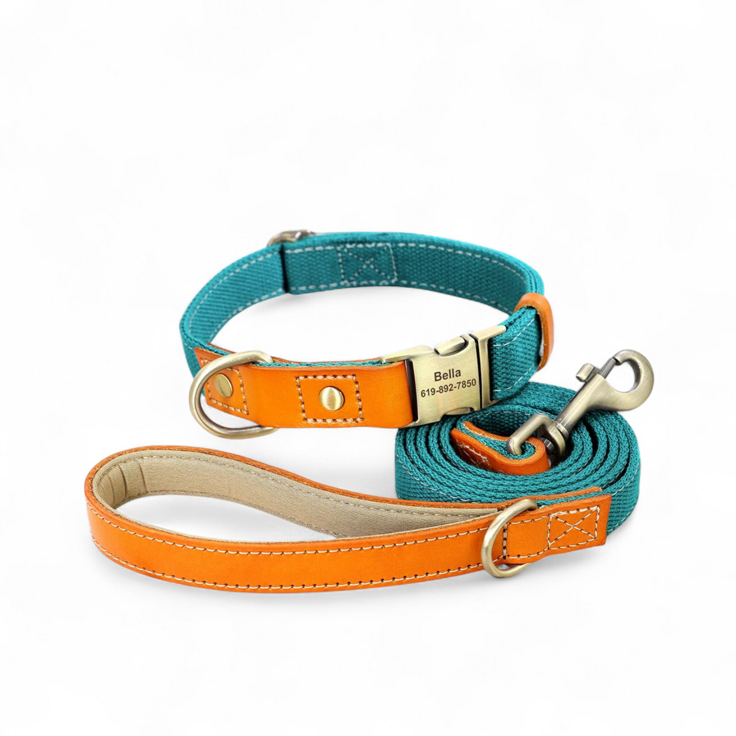 Collar Perro con Nombre y Teléfono | Set Correa + Collar 