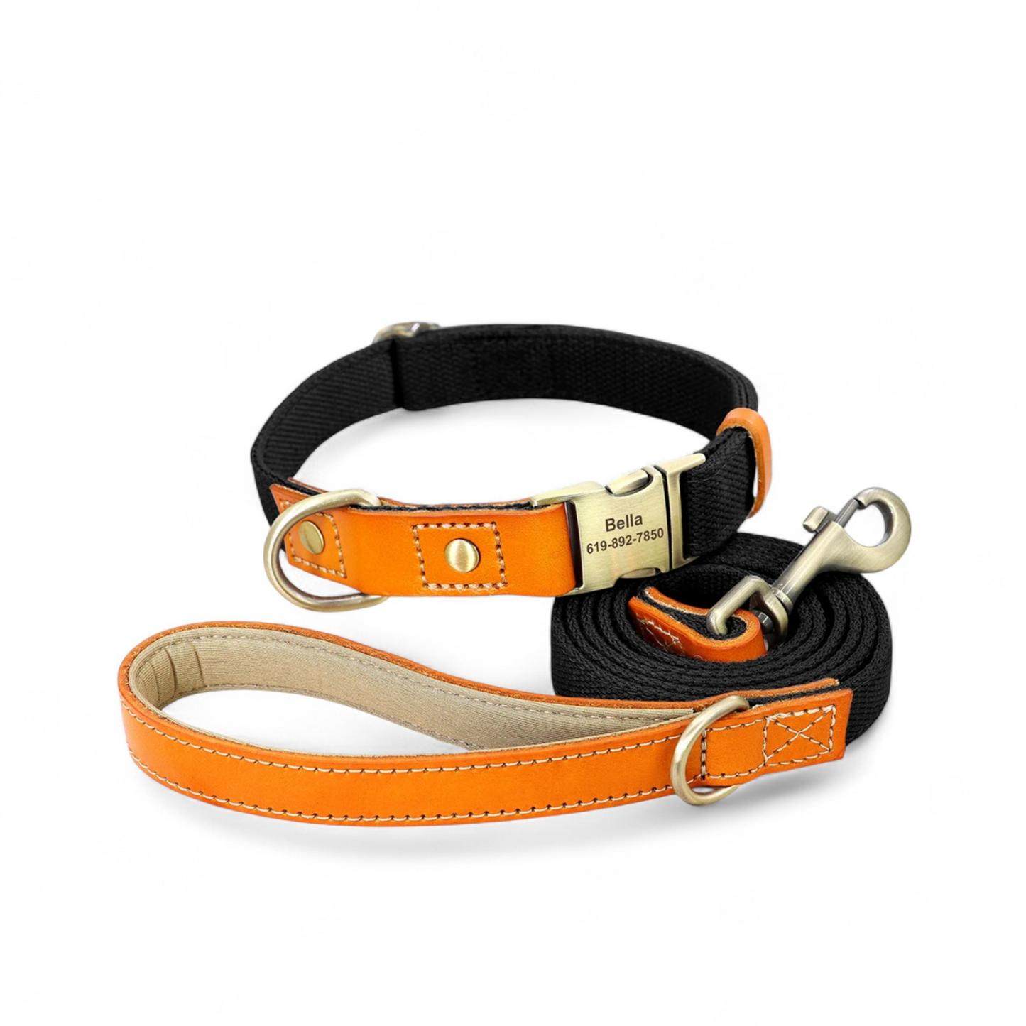 Collar Perro con Nombre y Teléfono | Set Correa + Collar 