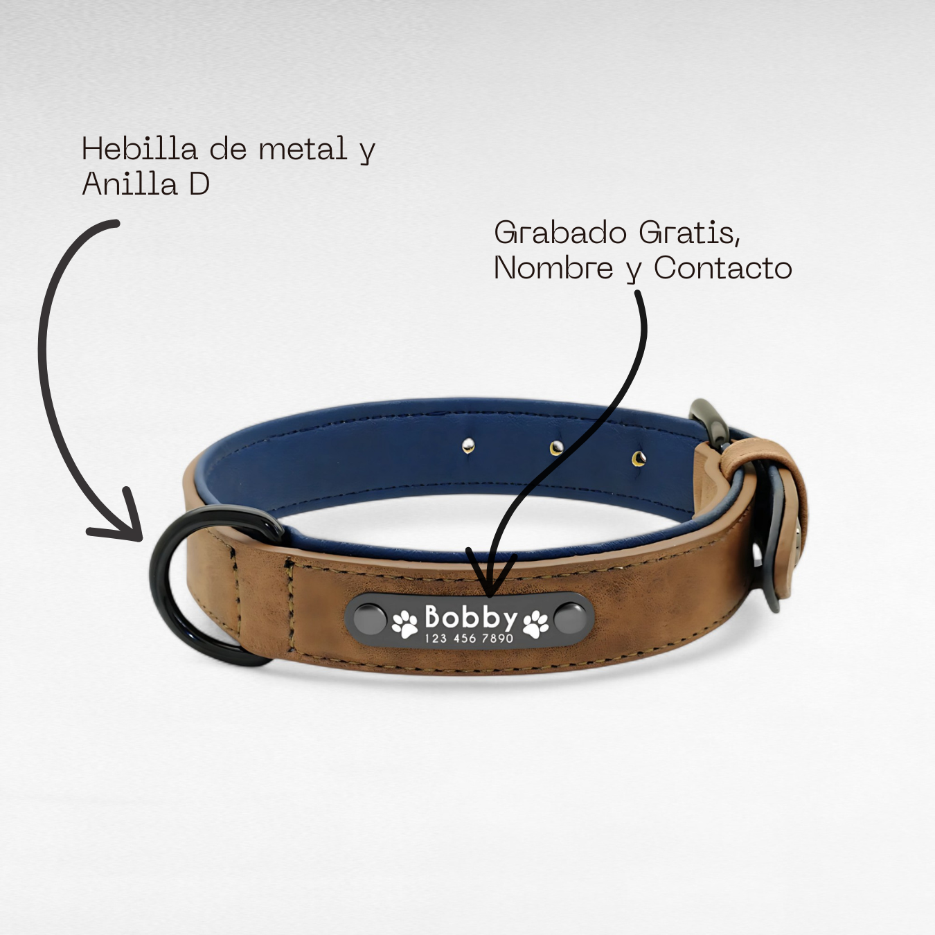Collar para Perros Personalizados | Collar de Cuero Suave para Perros 
